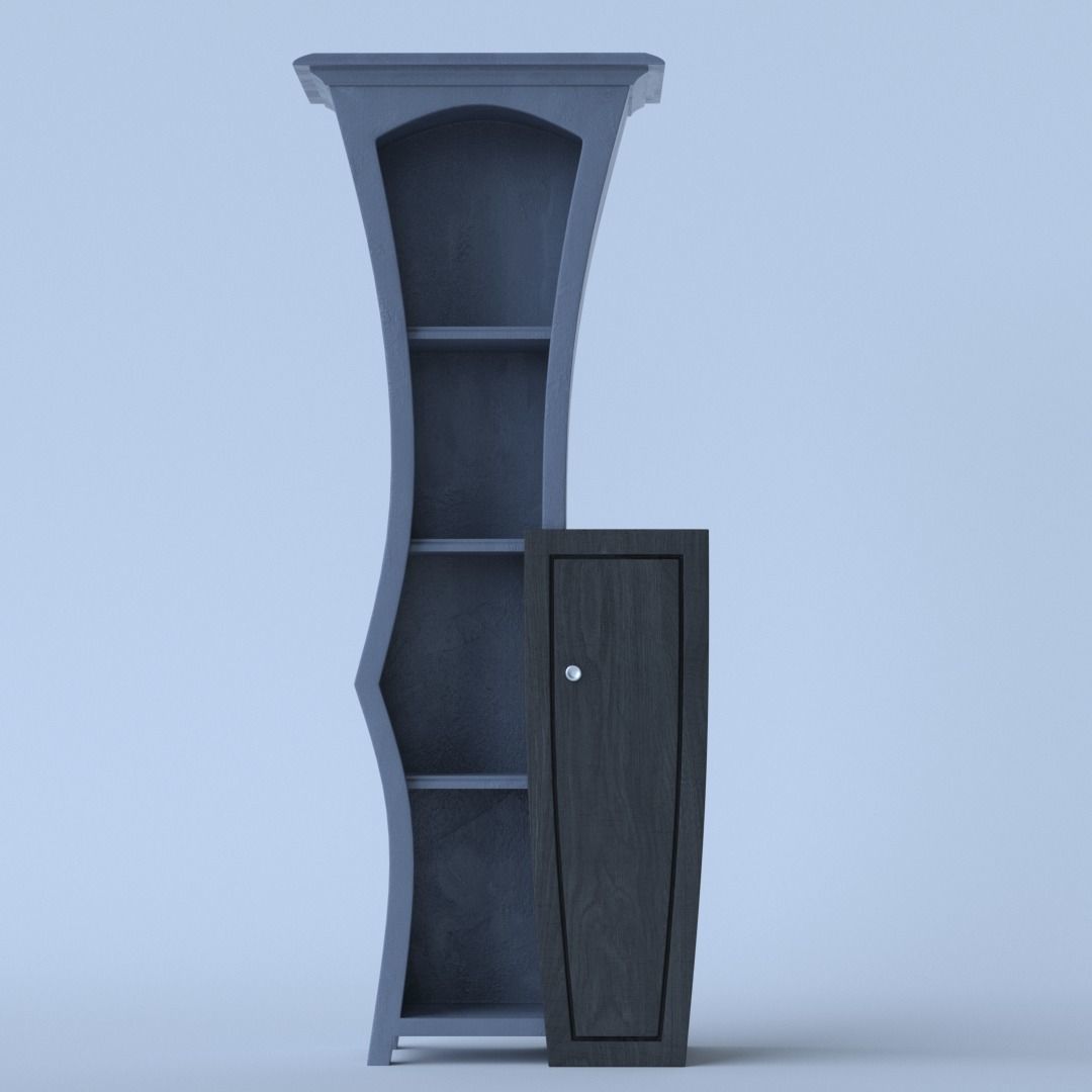 Cupboard bookcase with two doors 3D model_2