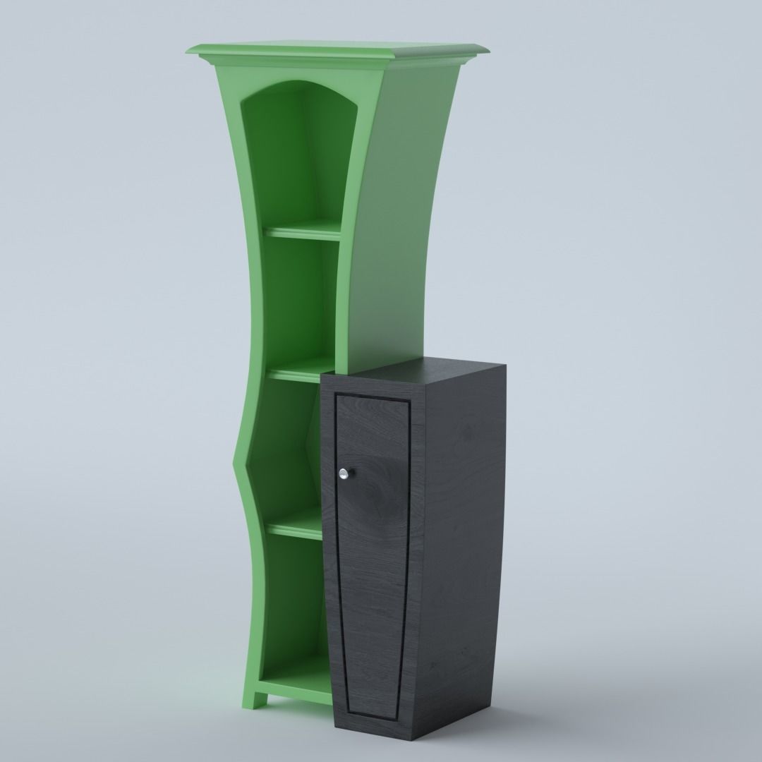 Cupboard bookcase with two doors 3D model_4