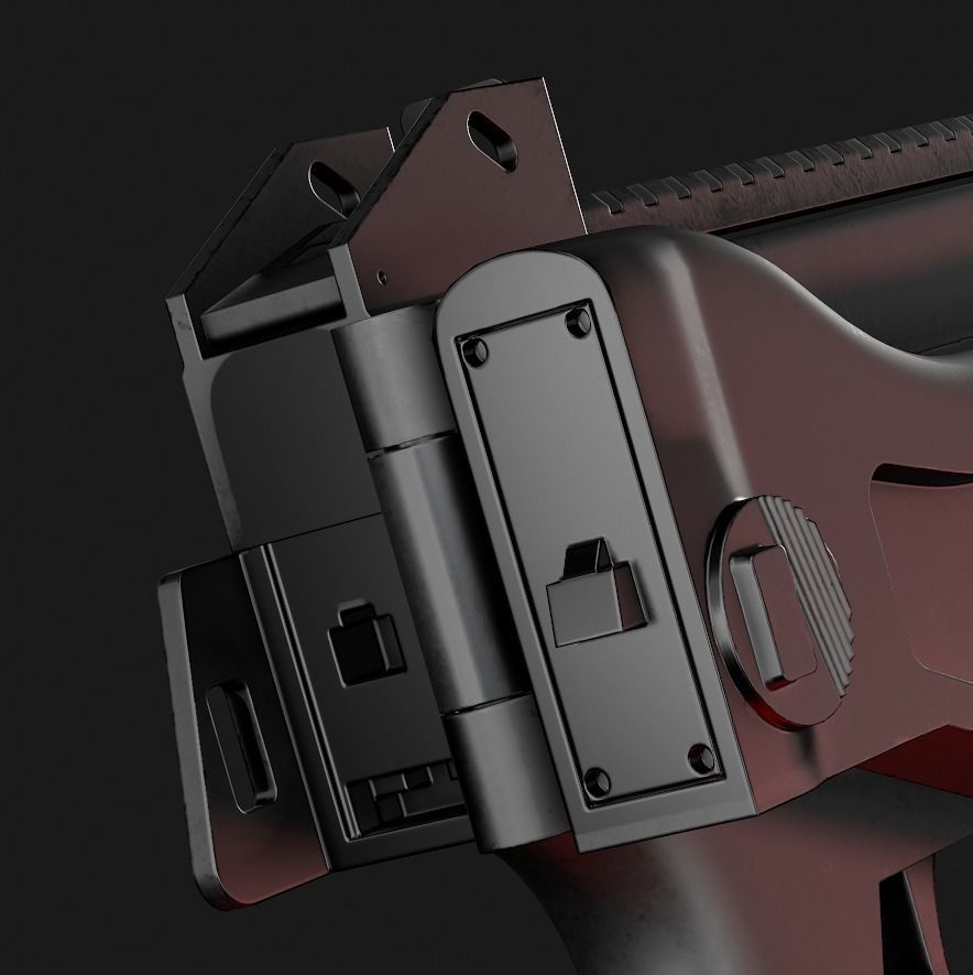 UMP-9 gun Low-poly 3D model_1