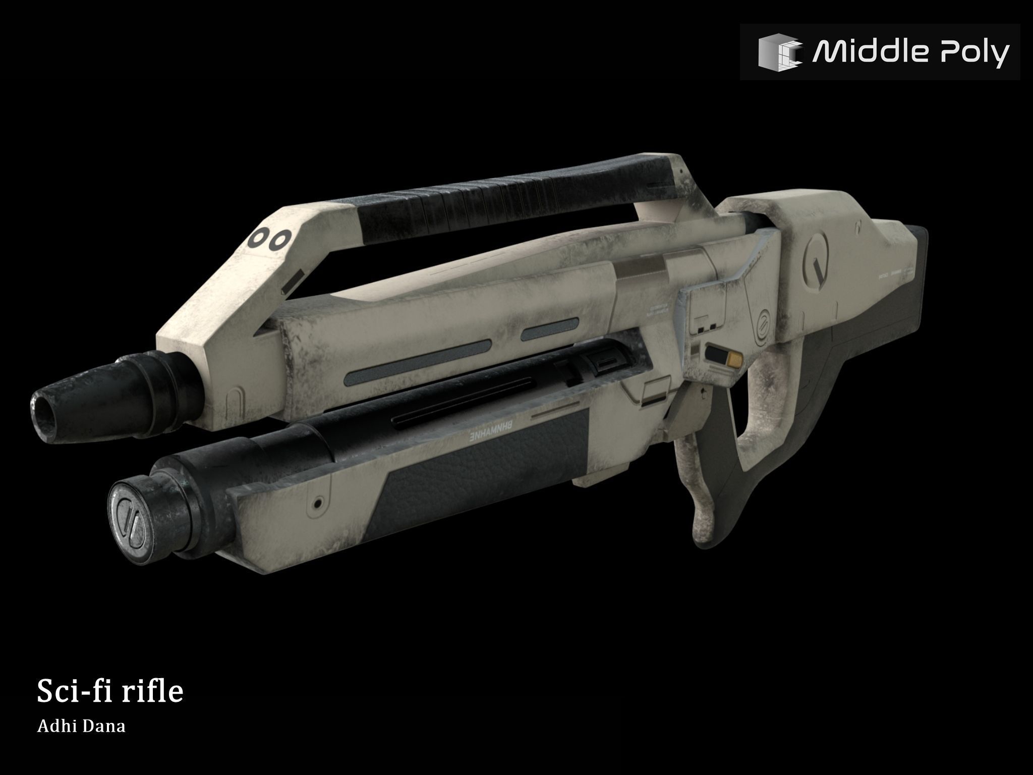 Sci-fi rifle 3D model Free low-poly 3D model_1