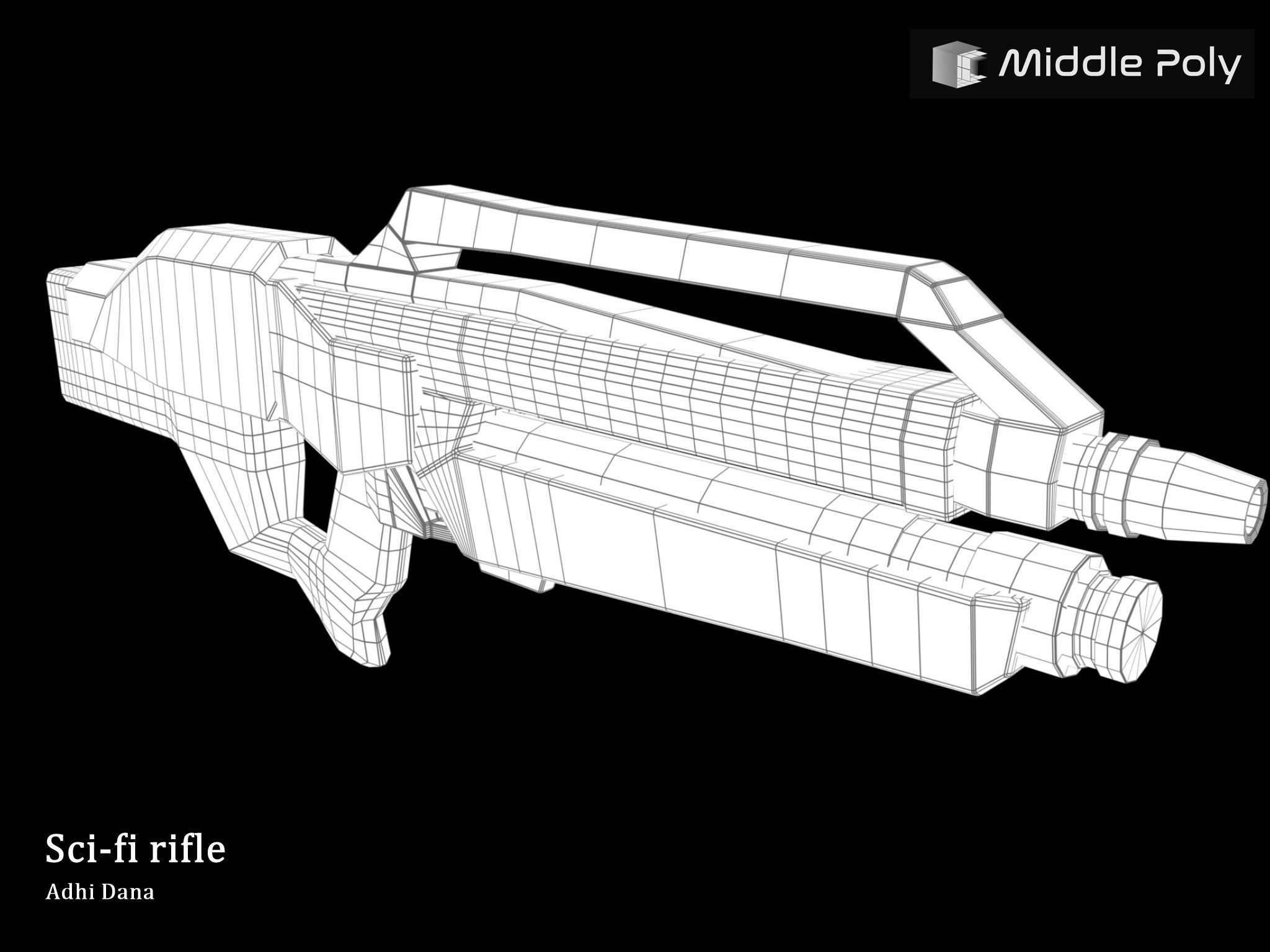 Sci-fi rifle 3D model Free low-poly 3D model_2