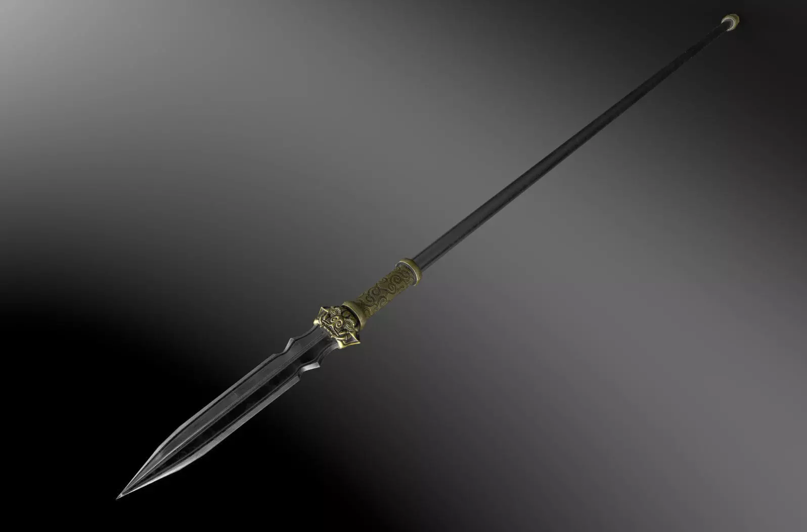 Ancient chinese weapon pike Low-poly 3D model