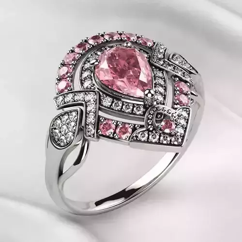 Pink Sapphire Pear Gold Ring