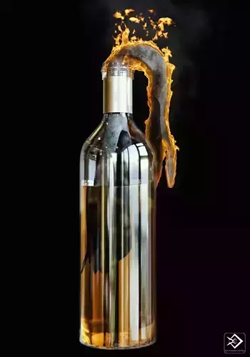 Molotov cocktail Low-poly 3D model