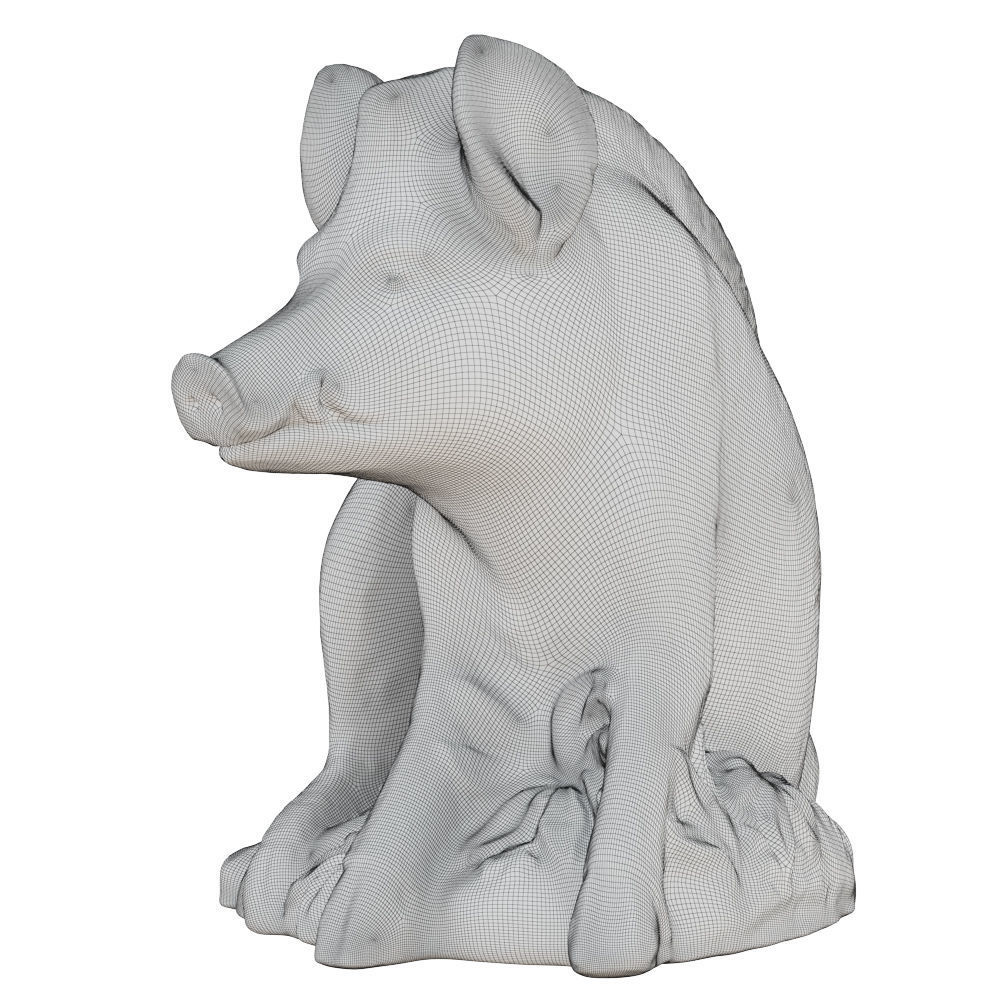 Gold Boar Figurine 3D model_5