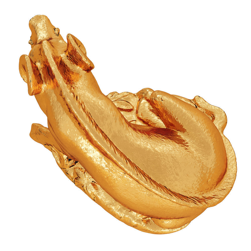 Gold Boar Figurine 3D model_4