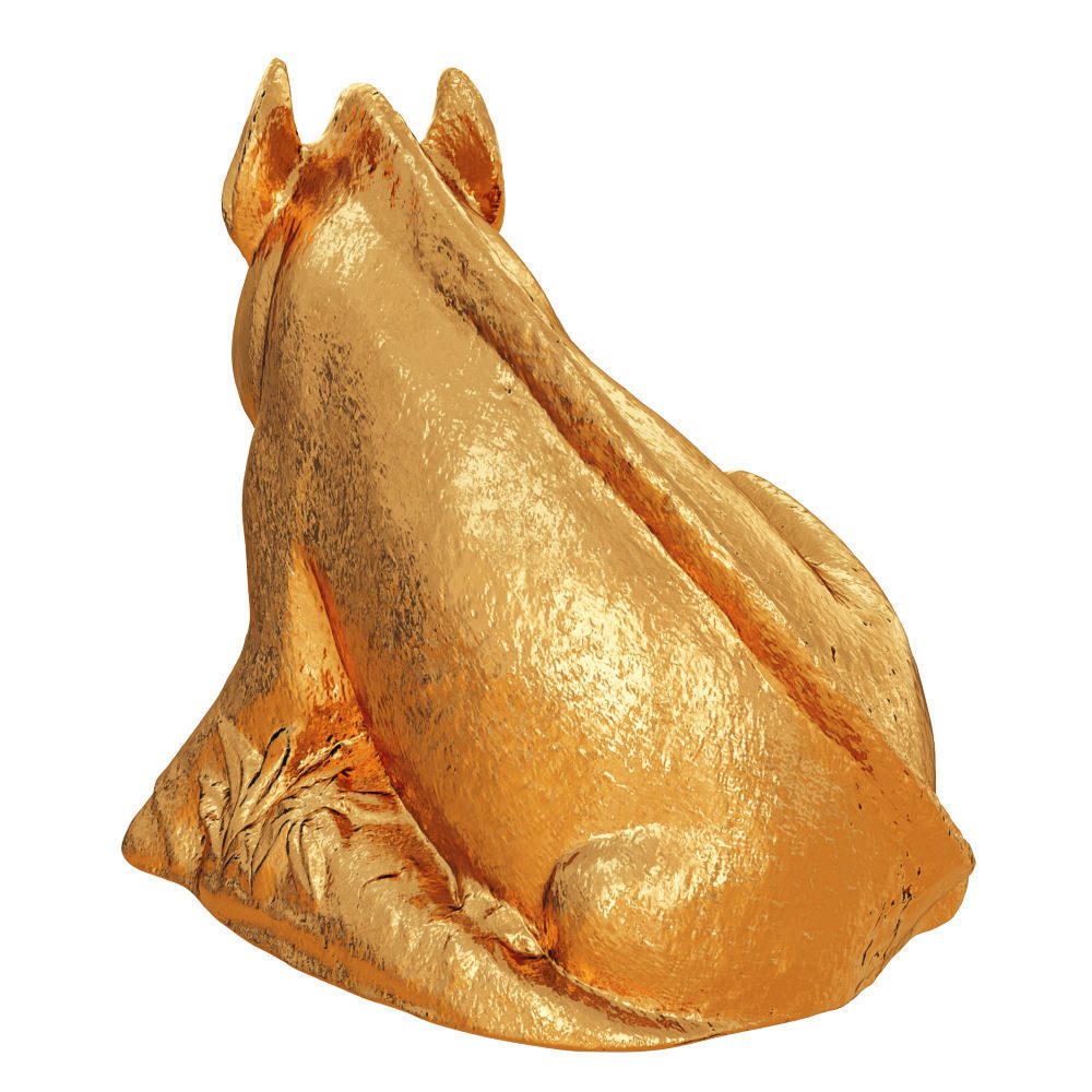 Gold Boar Figurine 3D model_3