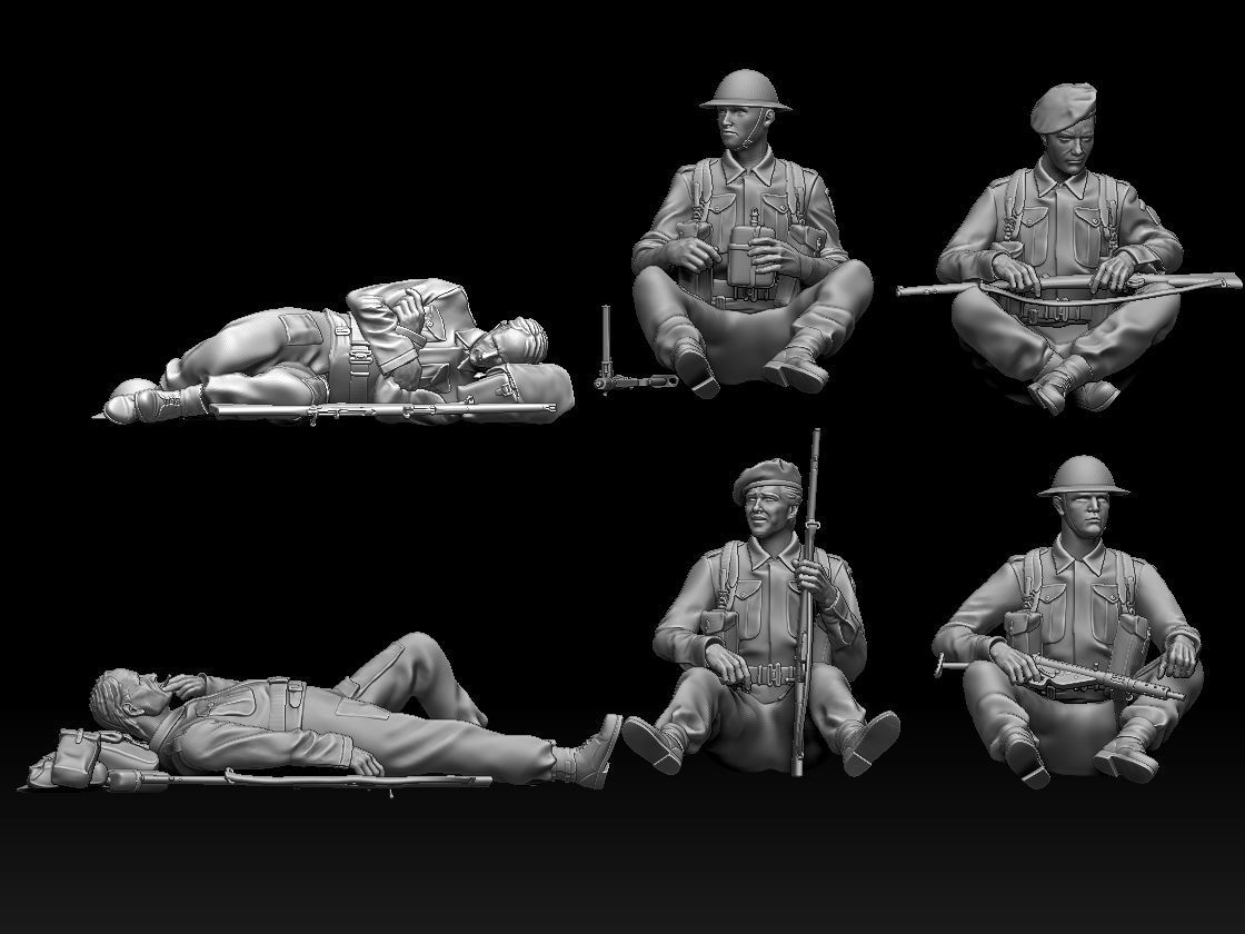 British soldiers ww2 3D print model_11