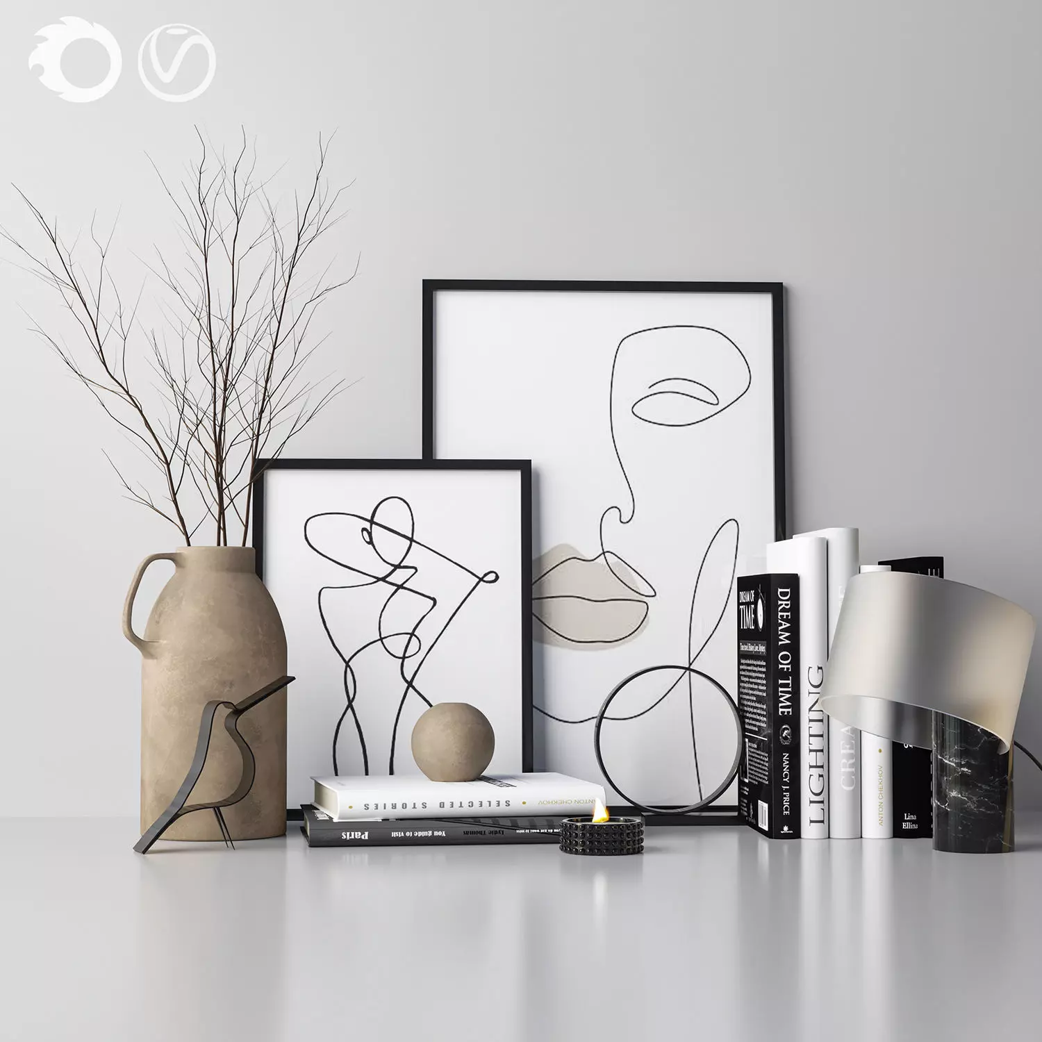 Decorative set 3D model_0