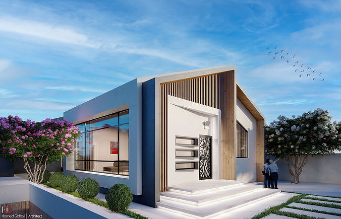 Modern style villa design Free 3D model