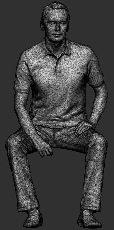 Man in casual style sitting 236 Low-poly 3D model_7