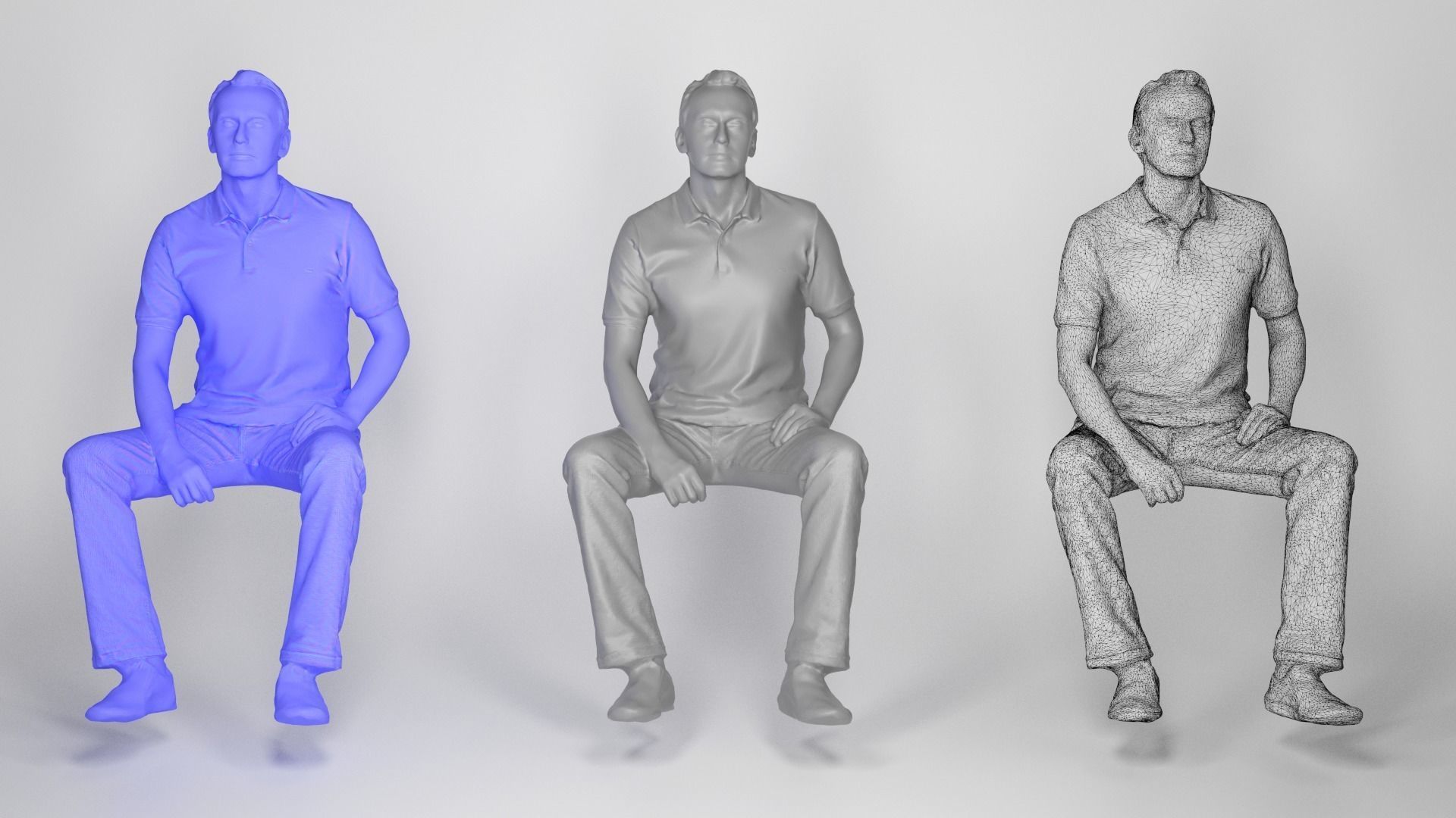 Man in casual style sitting 236 Low-poly 3D model_3