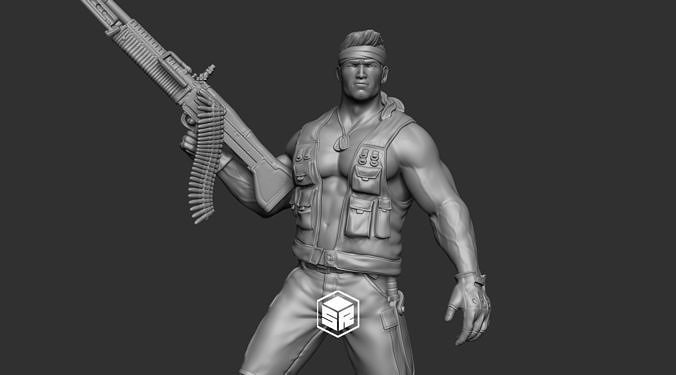 Soldier man with gun 3D print model