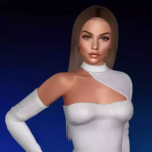 3D Female hairstyle - Edith Low Poly