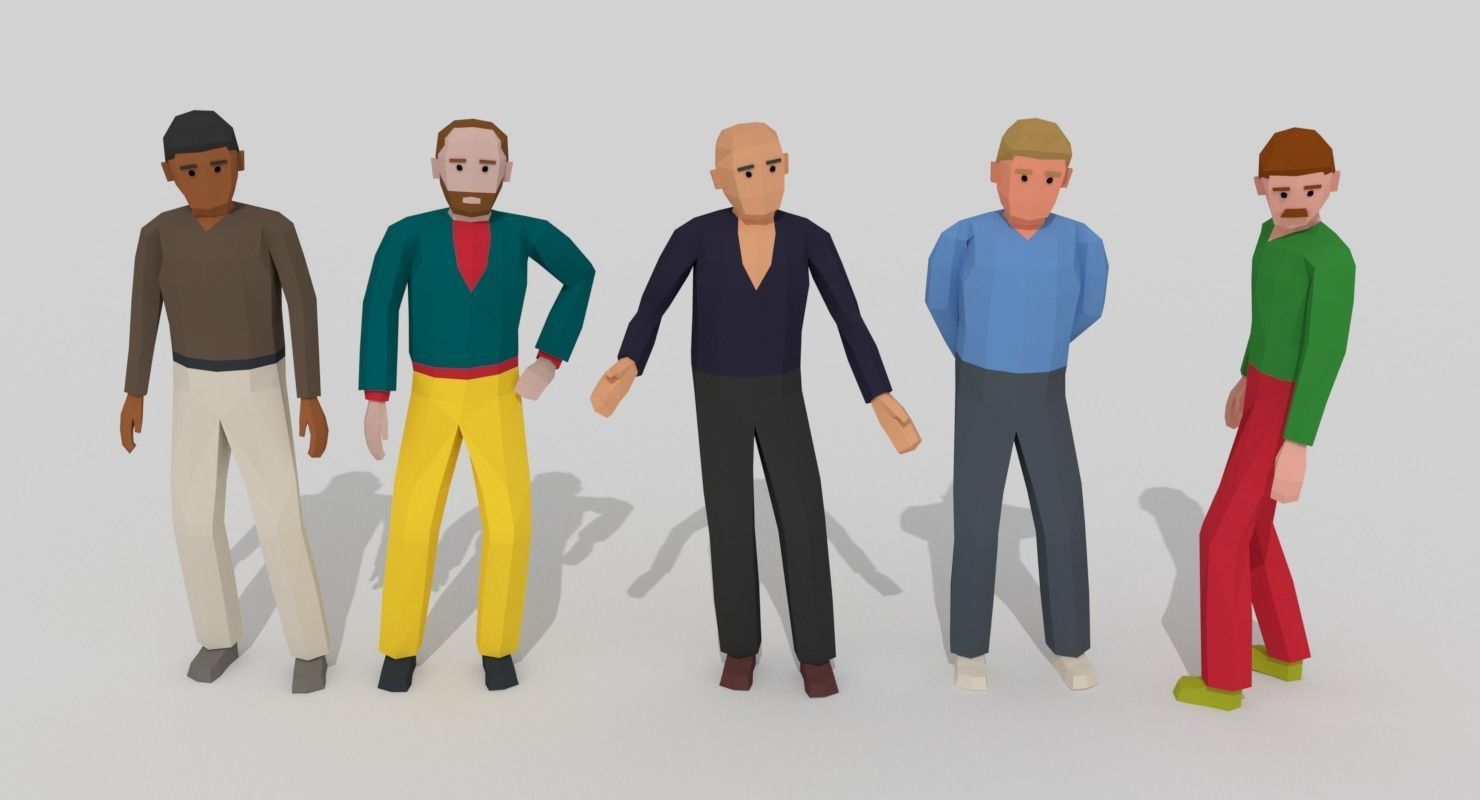 Male Pack 01 Low-poly 3D model_2
