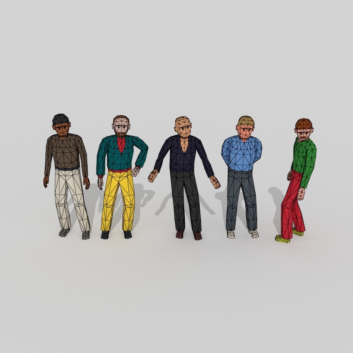 Male Pack 01 Low-poly 3D model_4