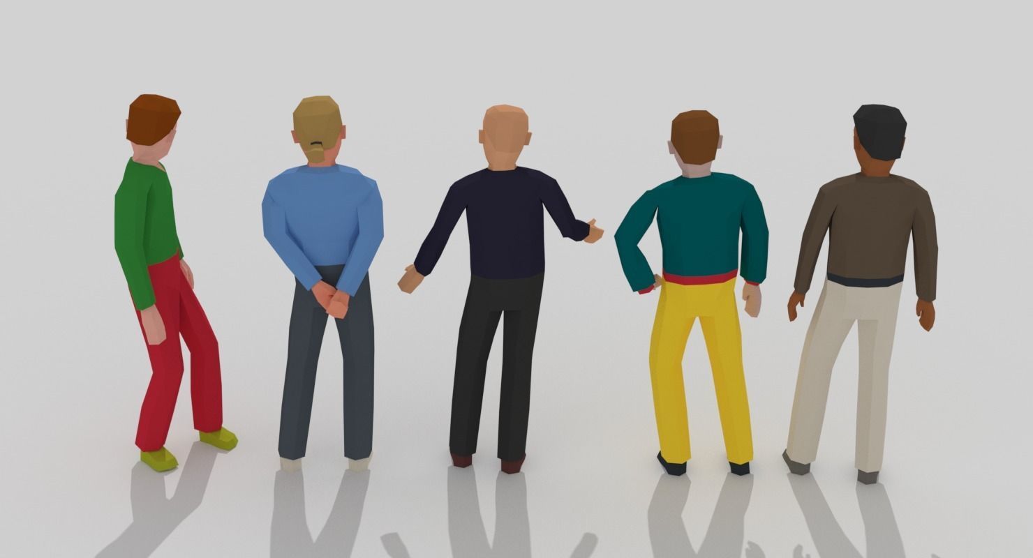 Male Pack 01 Low-poly 3D model_3