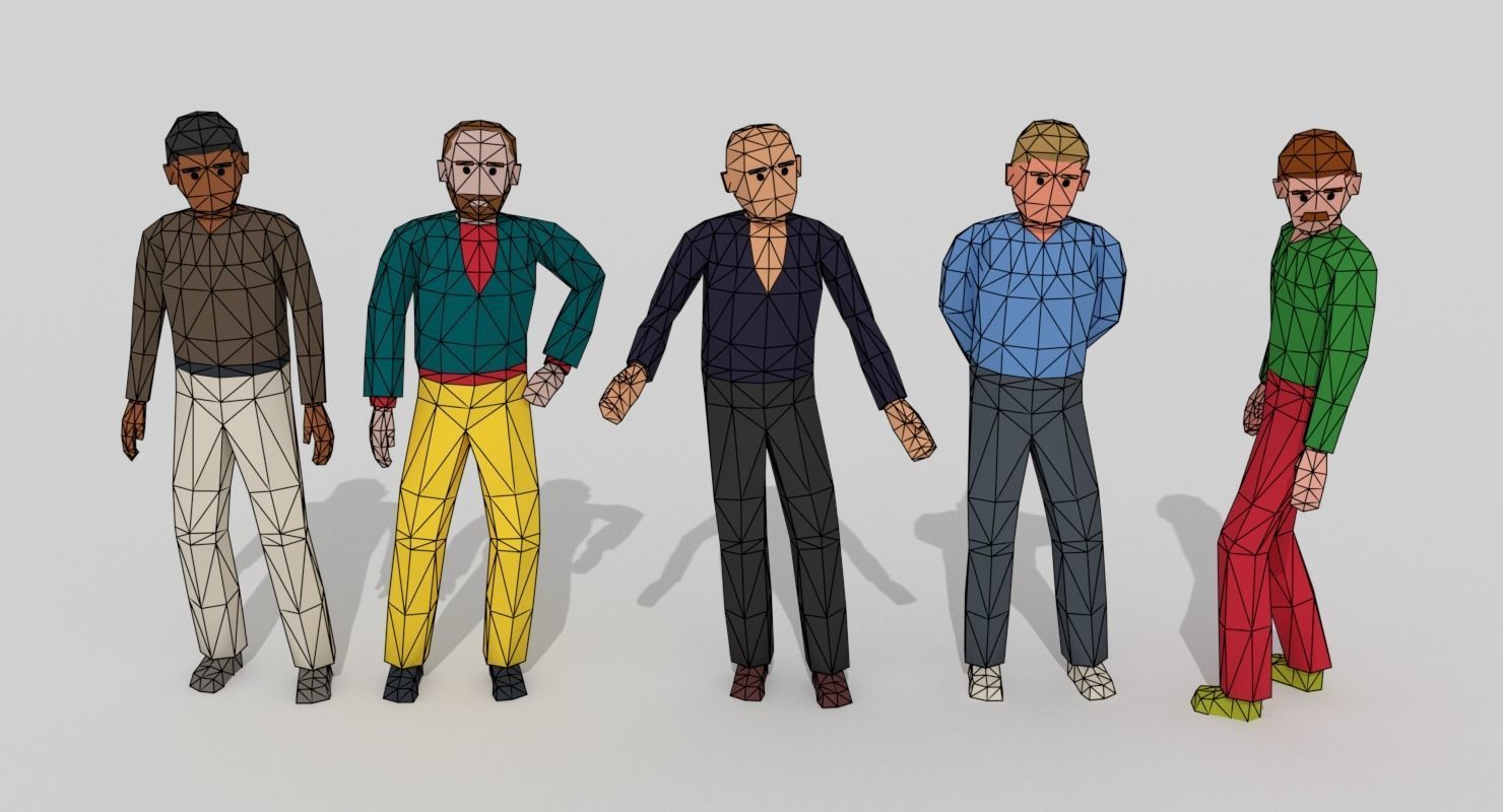 Male Pack 01 Low-poly 3D model_5