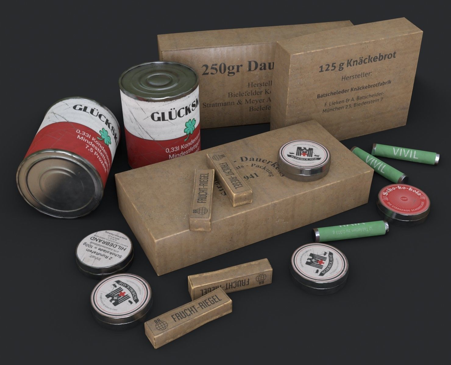German Combat Ration WWII Low-poly 3D model_17