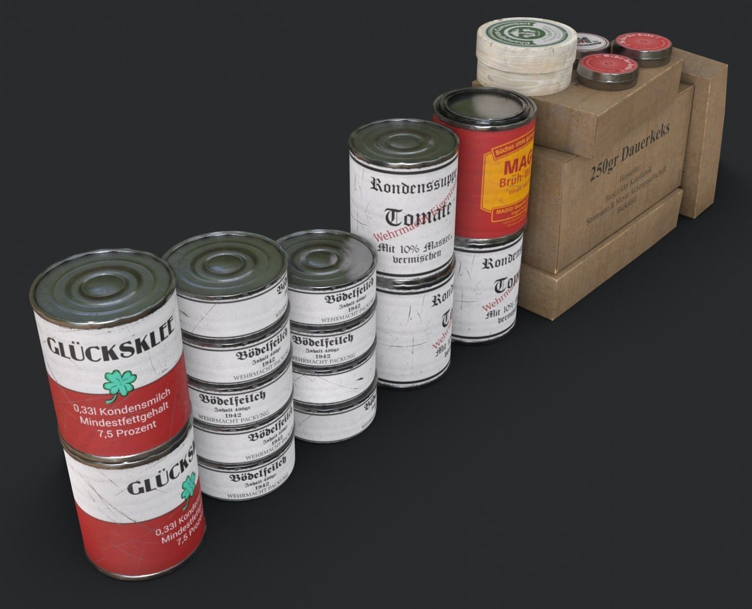 German Combat Ration WWII Low-poly 3D model_16
