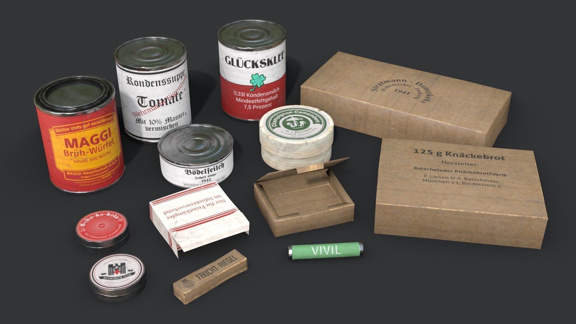 German Combat Ration WWII Low-poly 3D model_1