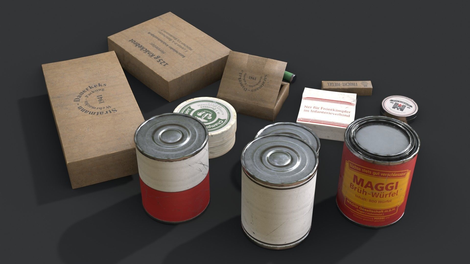 German Combat Ration WWII Low-poly 3D model_2