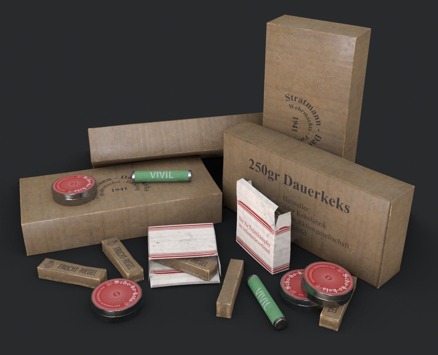 German Combat Ration WWII Low-poly 3D model_15