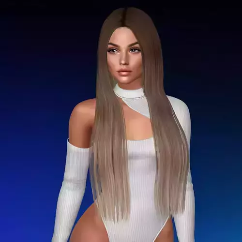 3D Female hairstyle - Keith low poly