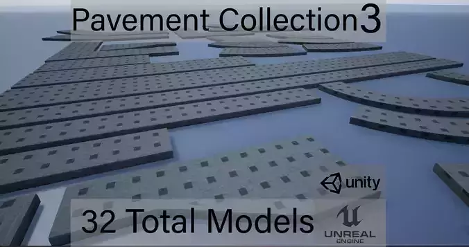 Lowpoly Modular PBR Pavements 3 Low-poly 3D model