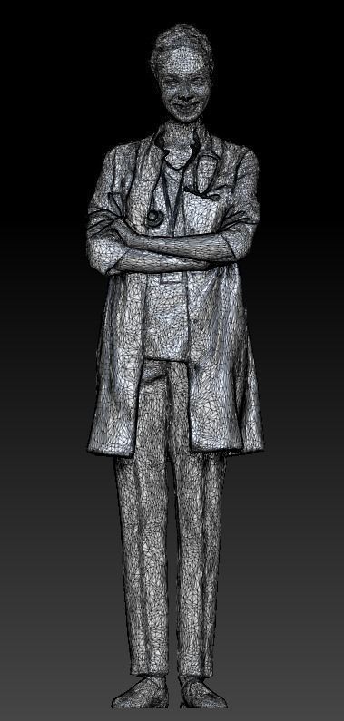 Attractive woman in medical uniform smiling 245 Low-poly 3D model_4