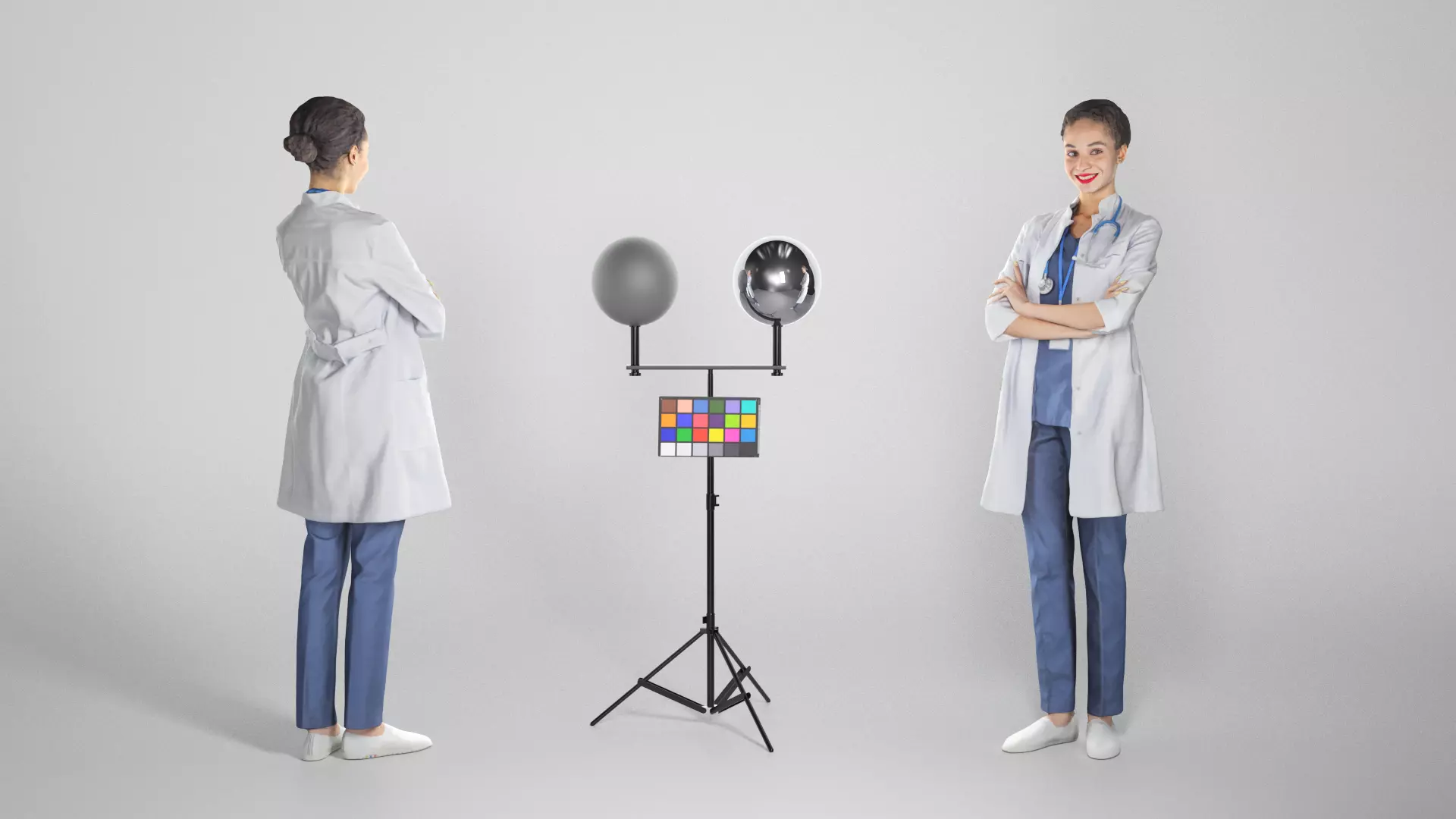 Attractive woman in medical uniform smiling 245 Low-poly 3D model_0