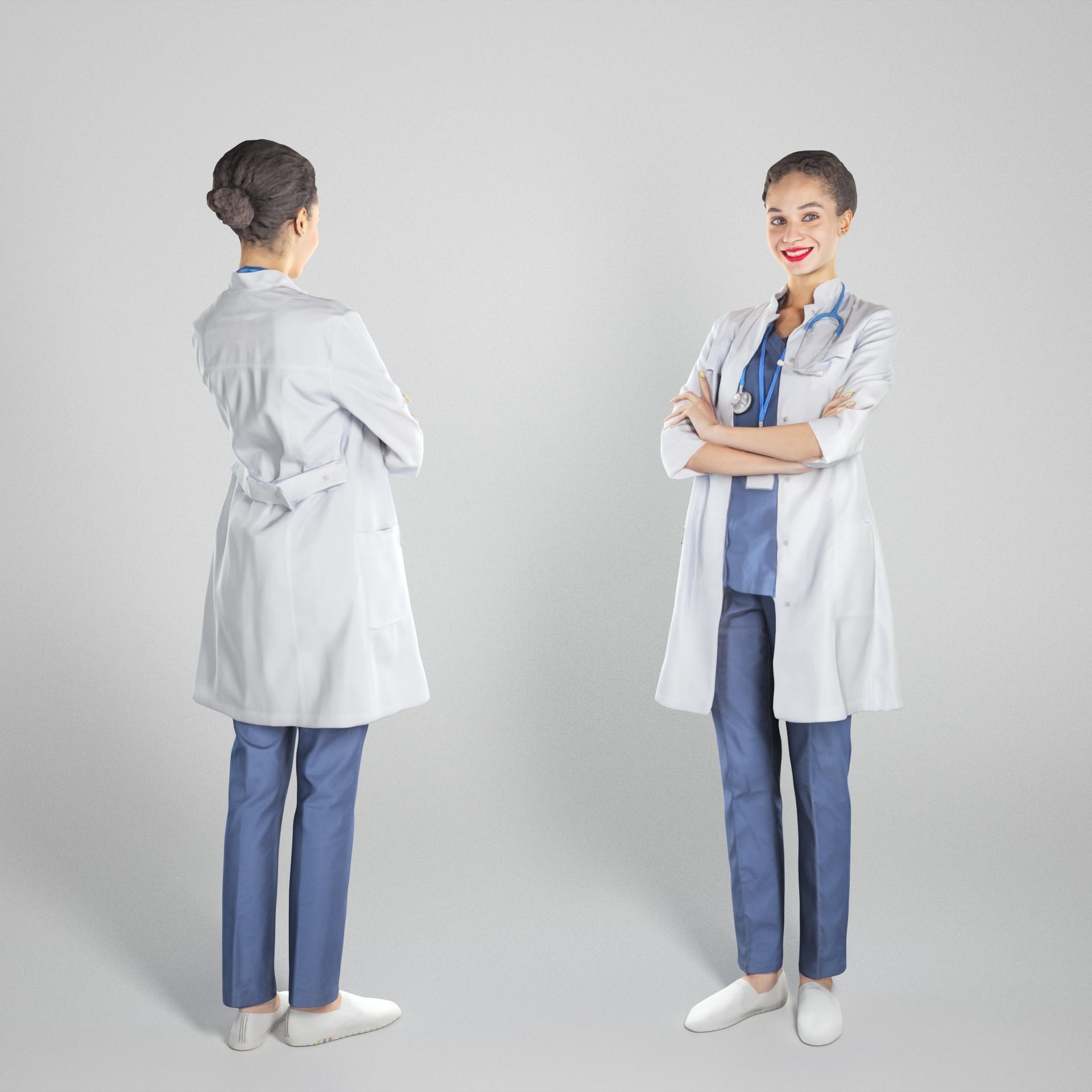 Attractive woman in medical uniform smiling 245 Low-poly 3D model_1