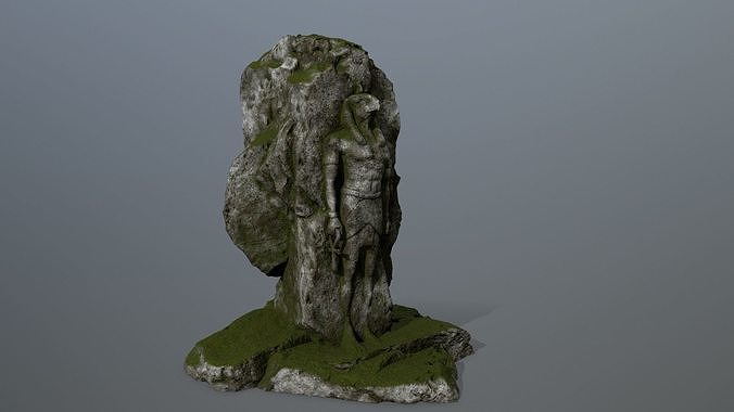 horus rock with grass on top Low-poly 3D model
