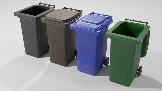 Wheelie bins Low-poly 3D model