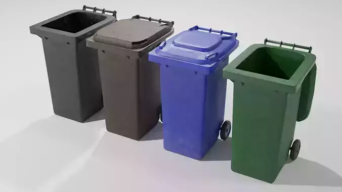 Wheelie bins Low-poly 3D model