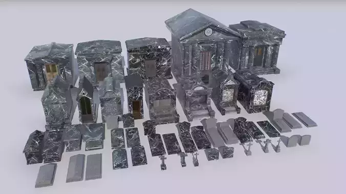 Mausoleums Tombs and Graves pack 2 Low-poly 3D model