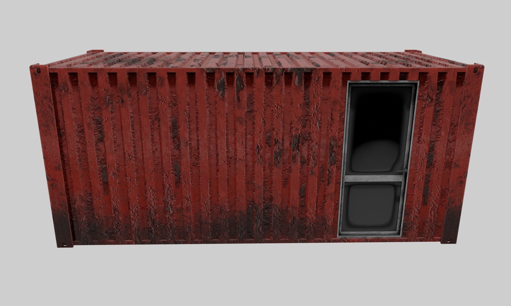 Old Red Container Office 3D model_1