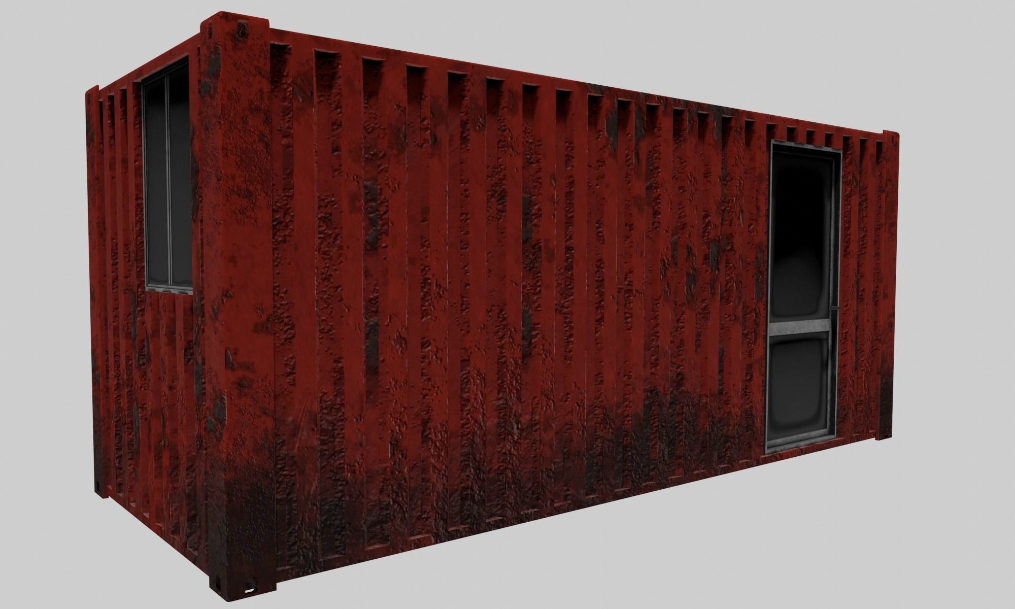 Old Red Container Office 3D model_4