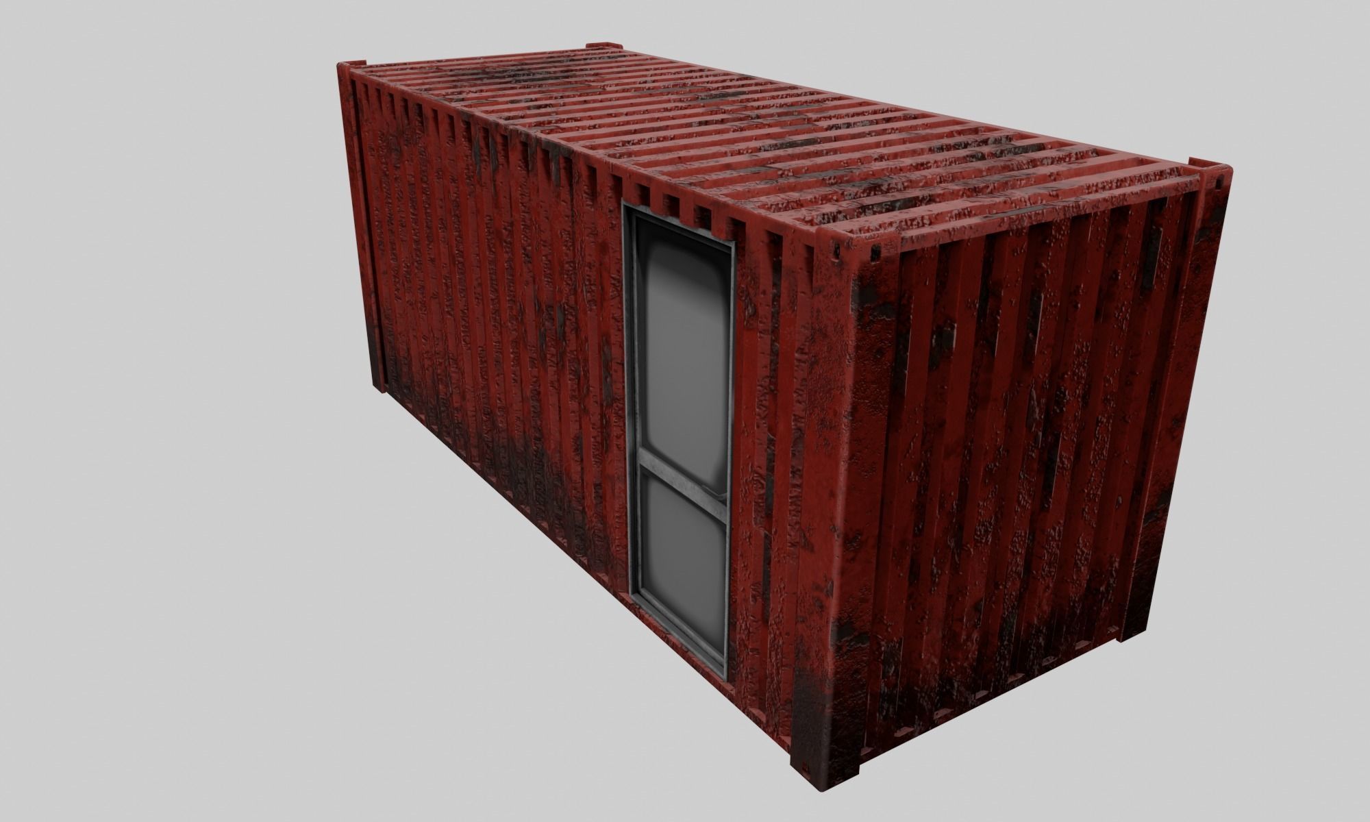 Old Red Container Office 3D model_5