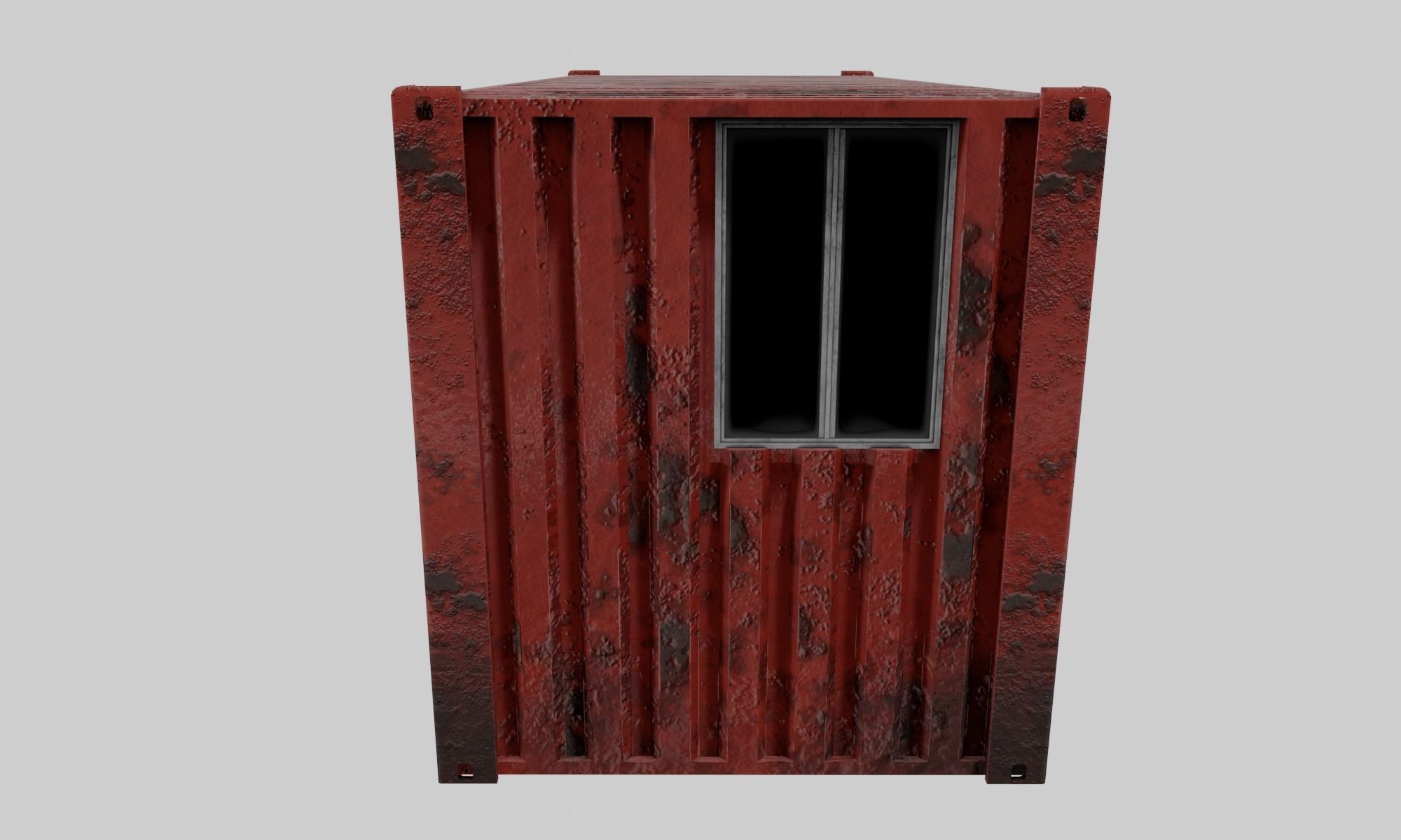 Old Red Container Office 3D model_3