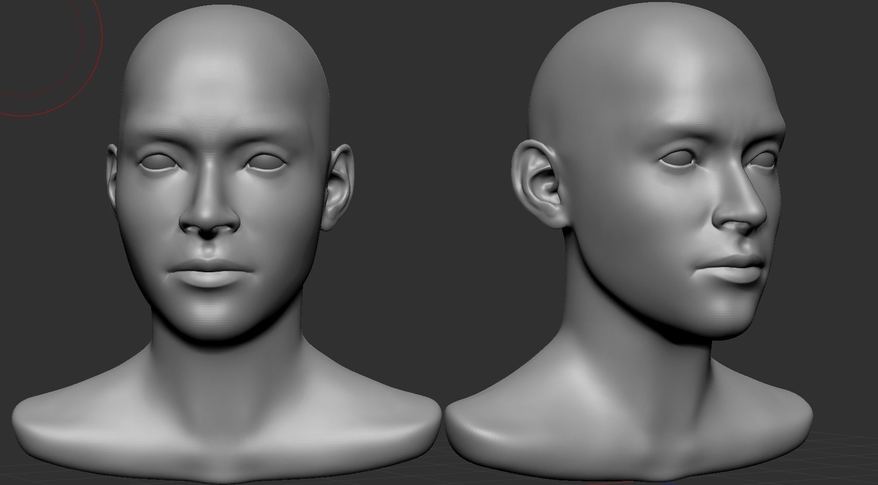 Male head base mesh Low-poly 3D model_2