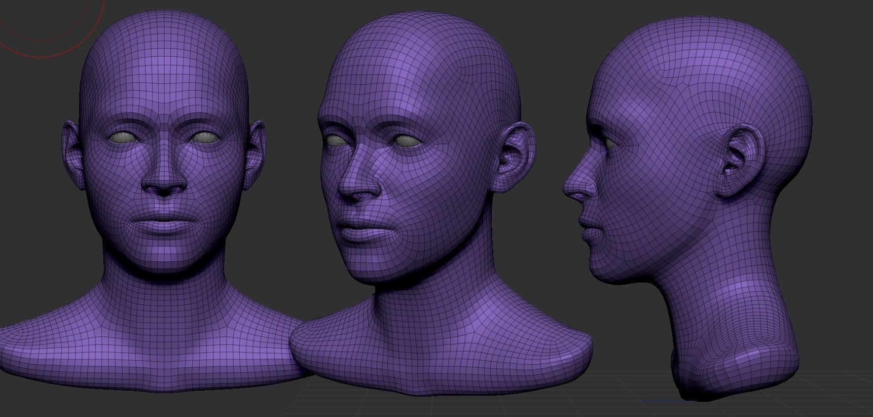 Male head base mesh Low-poly 3D model_3