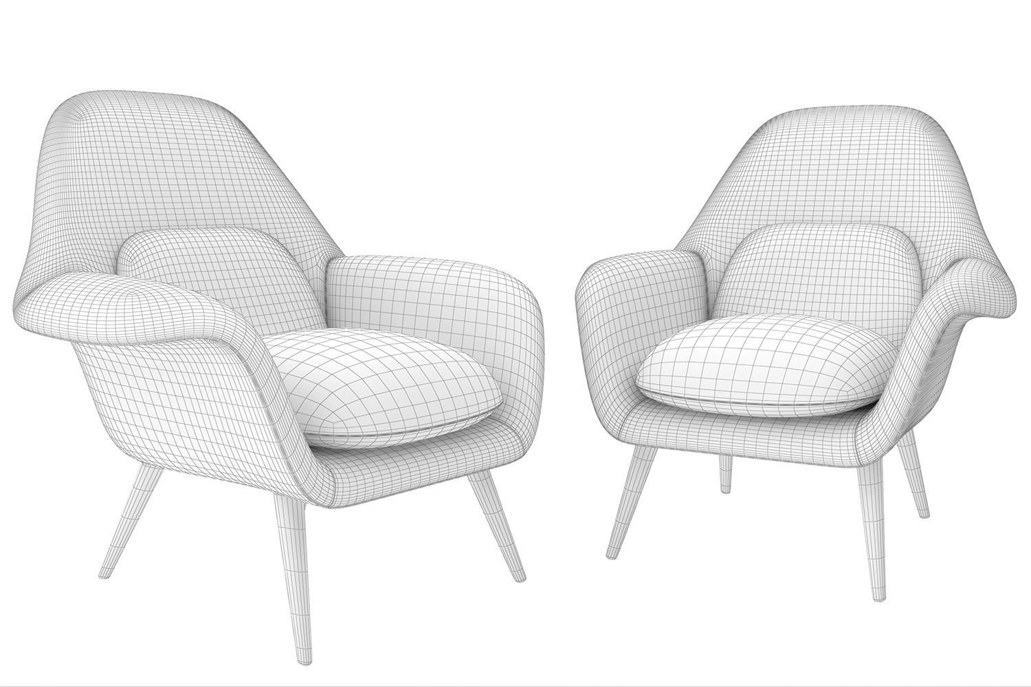 armchair pair of lounge chairs 3D model_4