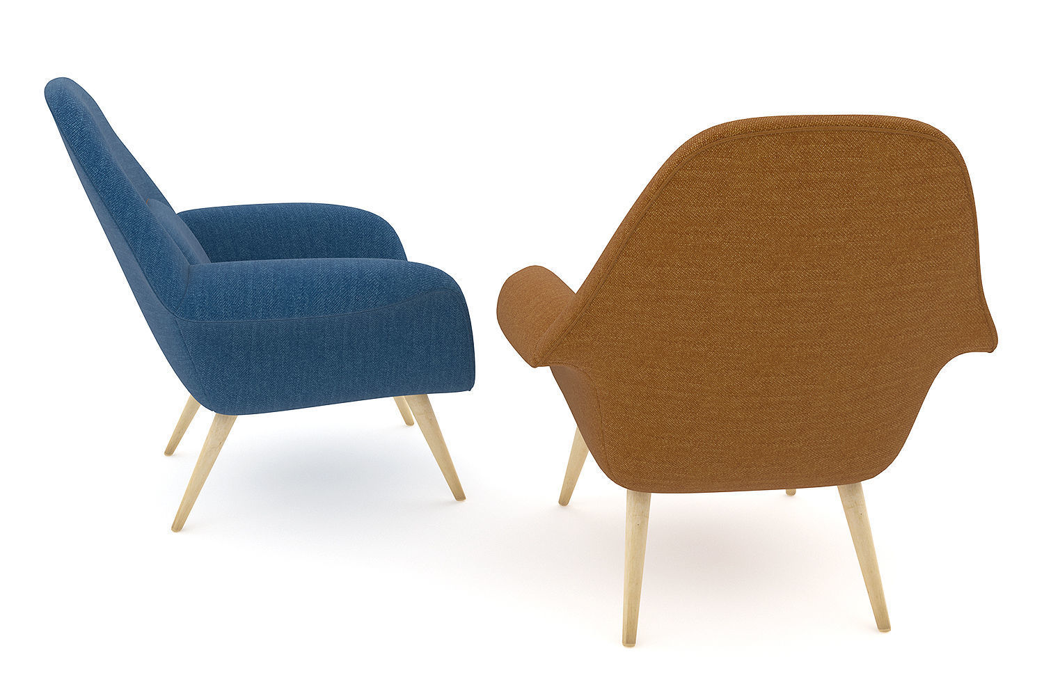 armchair pair of lounge chairs 3D model_2