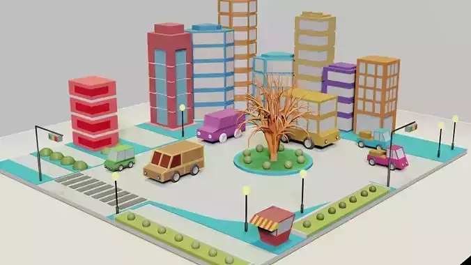 Low Poly Atmosphere of City