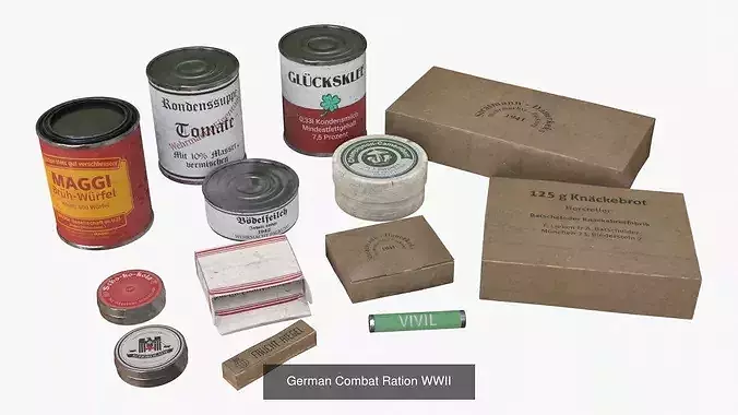 German WWII rations and equipments Collection 3D Model Pack 7