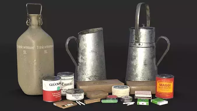 German WWII rations and equipments Collection 3D Model Pack 5
