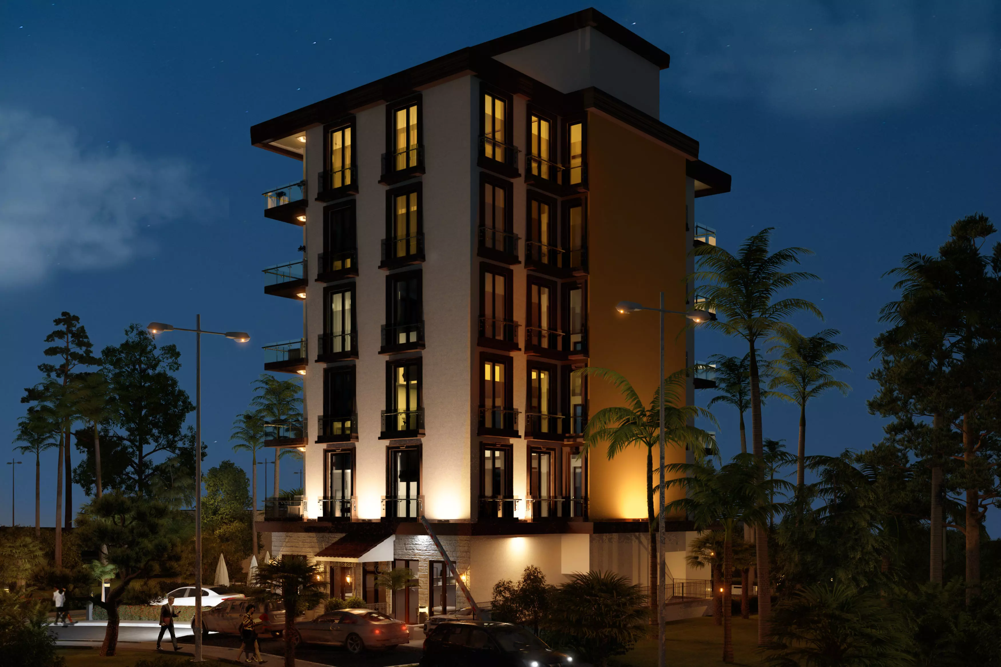 BAR-MONTENEGRO-2020 hotel building at night 3D model_0