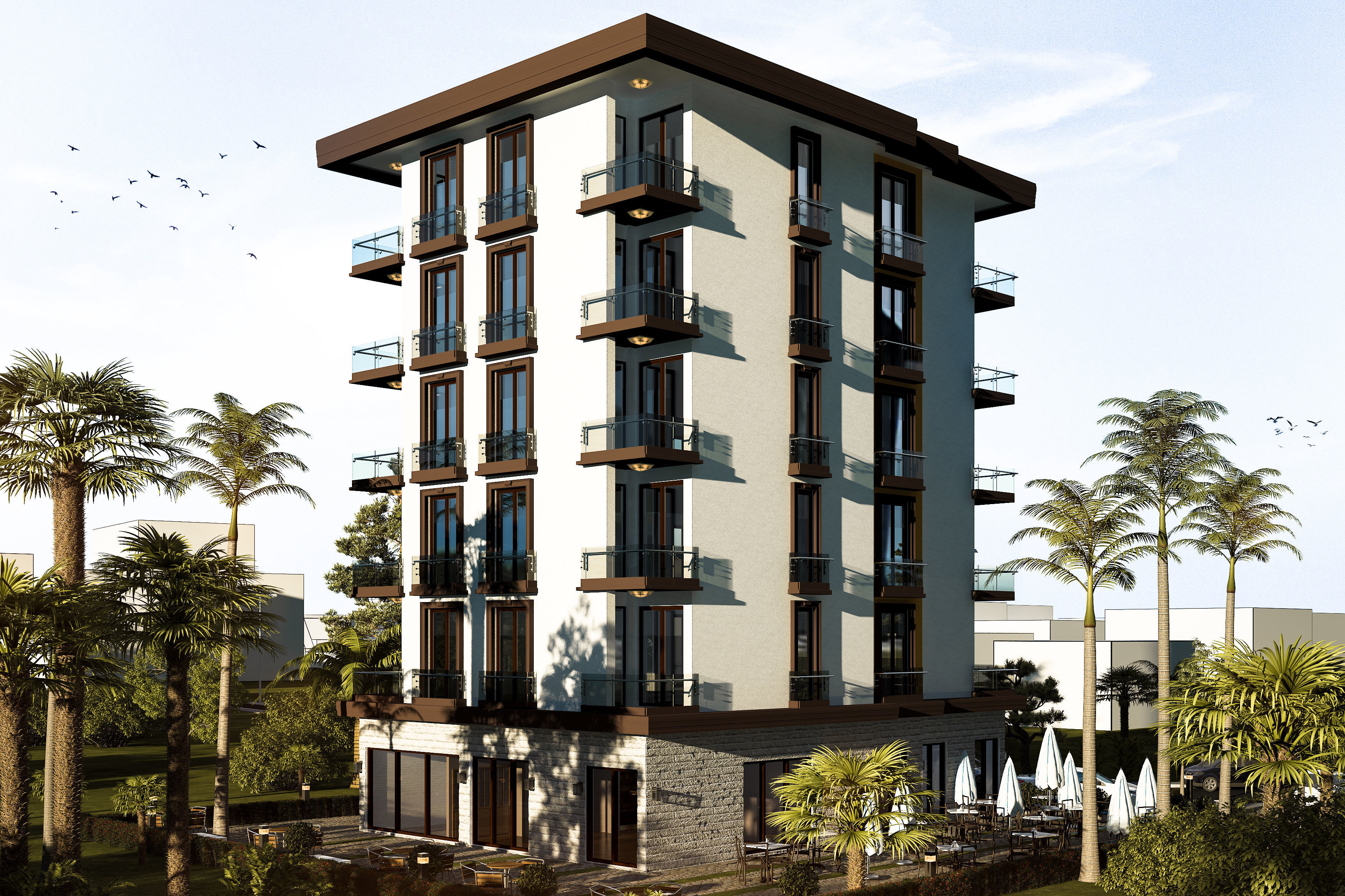 BAR-MONTENEGRO-2020 hotel building at night 3D model_3