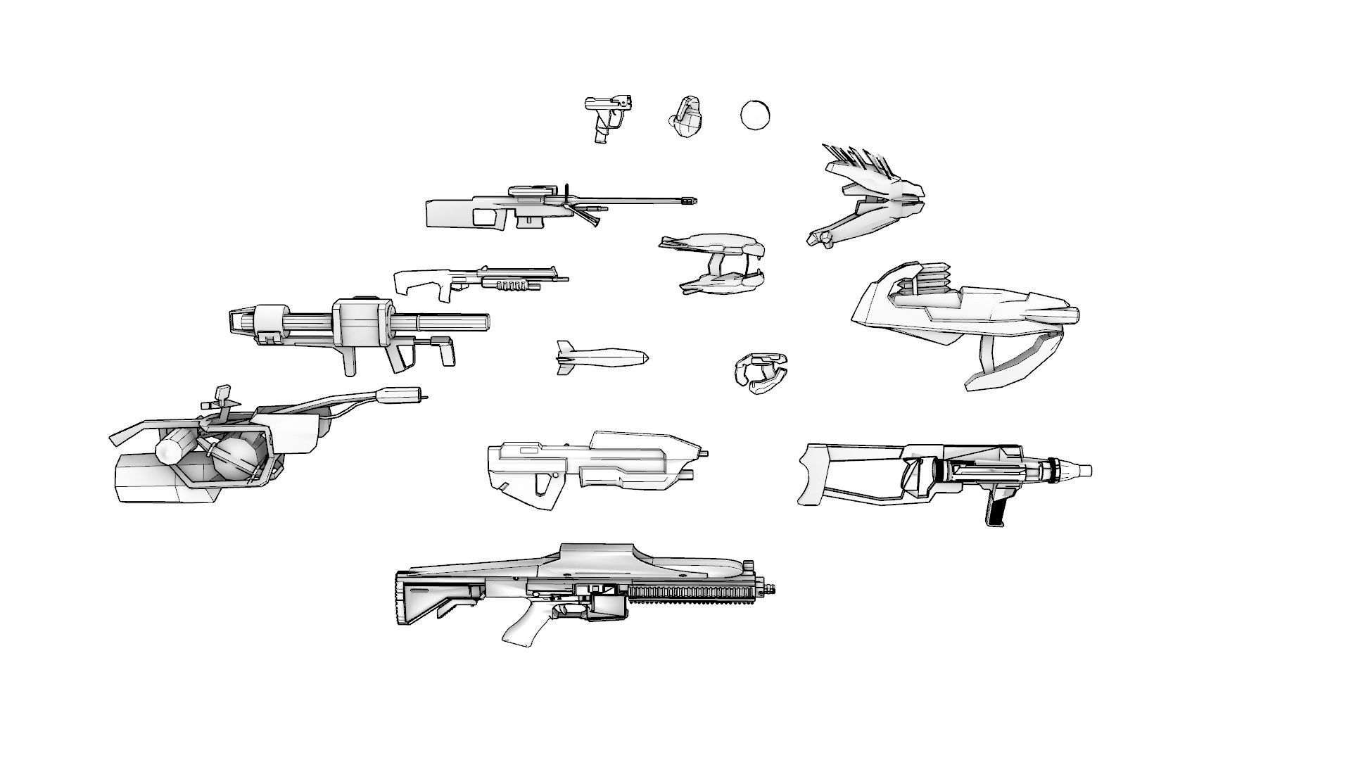 Sci-Fi Weapons Pack 3D model_6